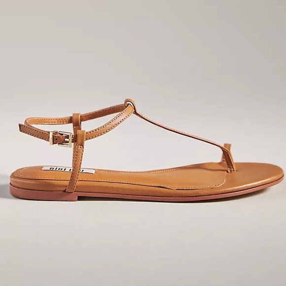 NIB BIBI LOU Anthropologie Flat Leather Toe Loop Sandals in Cedar/Tan Size 37 - Picture 3 of 12